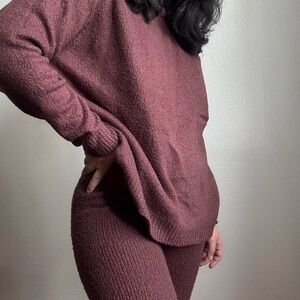 Burgundy Knit Sweater and Pants Set